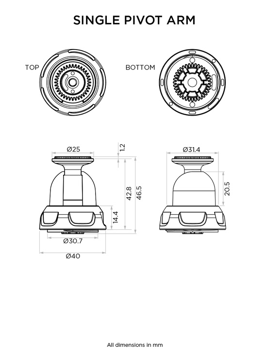 Шарнирное основание (серия 360) Quad Lock® 360 Arm - Single Pivot