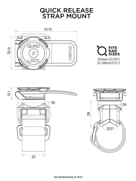 Универсальное крепление на липучке Quad Lock® Quick Release Strap Mount