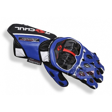 Мотоперчатки кожаные Tschul 250 черный/белый/синий - магазин Motostyles