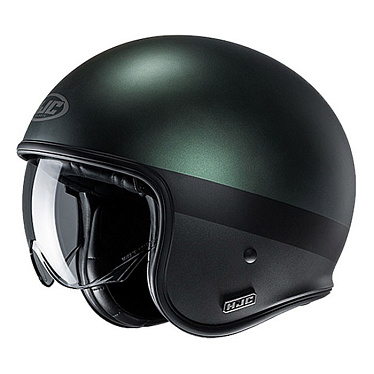 Мотошлем HJC V30 Perot черный зеленый - магазин Motostyles