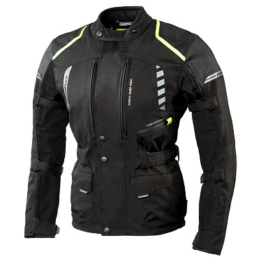 Мотокуртка текстильная Rebelhorn HikerII черный/флуо/желтый - магазин Motostyles