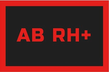 Эмблема на липучке группа крови AB RH+ черный красный 50X80мм - магазин Motostyles