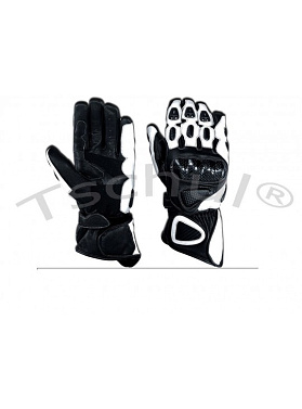 Мотоперчатки кожаные Tschul 212 черный белый - магазин Motostyles