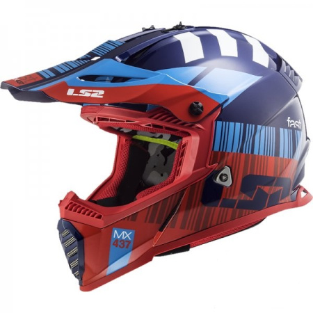 Мотошлем LS2 MX437 Fast Evo Xcode красный синий - магазин Motostyles