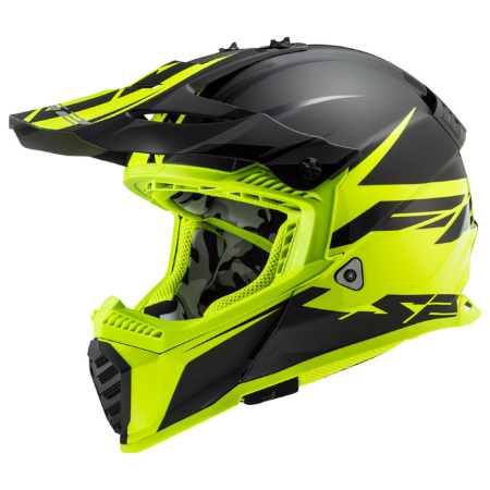 Мотошлем LS2 MX437 Fast Evo Roar черный желтый - магазин Motostyles