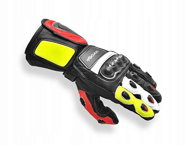 Мотоперчатки кожаные Tschul 285 черный флуо - магазин Motostyles