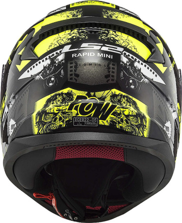 Мотошлем детский LS2 FF353 Rapid Mini Vignette чёрный жёлтый - магазин Motostyles