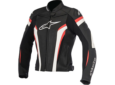 Мотокуртка женская кожаная Alpinestars GP Plus черный белый - магазин Motostyles