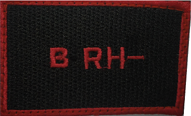 Эмблема на липучке группа крови B RH- черный красный 50X80мм - магазин Motostyles